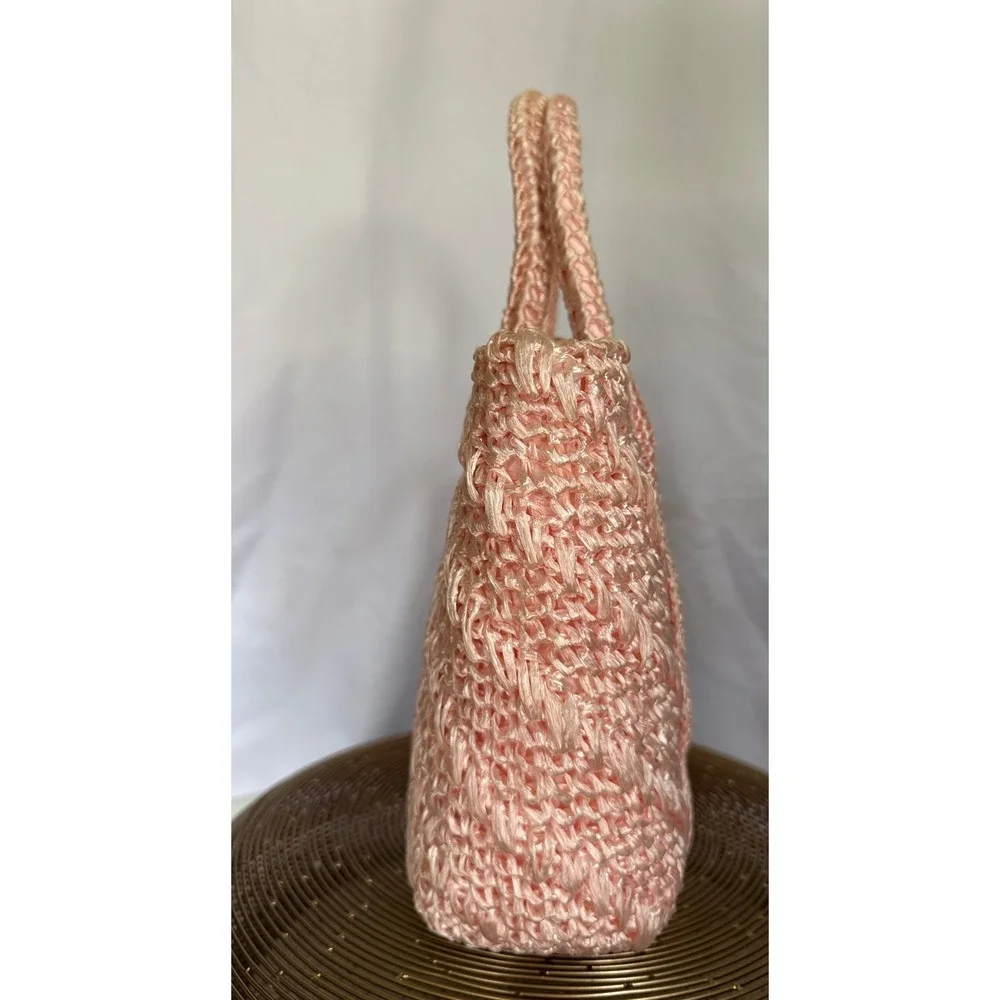 Barbiecore Vintage Pink Straw Handbag Pretty in Pink Made in Japan Turn Lock Bag